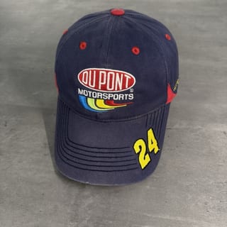 Vintage 90s Jeff Gordon Trucker Hat Navy Rainbow Dupont‎ Hendrick Motorsports