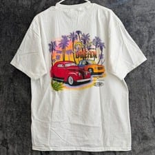 Vintage 90s DuPont Hot Rod Classic Cars T-shirt White XL Custom Finishes
