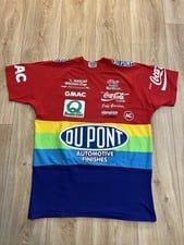 Vintage Jeff Gordon DUPONT Rainbow Striped NASCAR T-Shirt Racing Made in USA XL
