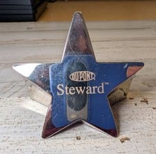 Vintage DuPont Steward Star Paperweight Award Collectible Metal Desk Accessory