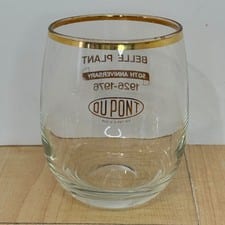 Vintage DuPont Gold Rim Tumbler Belle Plant 50th Anniversary Glass 1926-1976