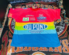Vintage 90s Jeff Gordon Shirt Size XXL DuPont Rainbow Striped Crewneck