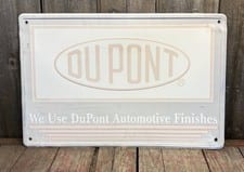 Vintage Embossed Metal DuPont Automotive Finishes Advertising Sign *AS IS*
