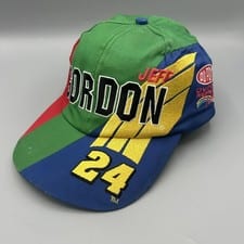 Vintage Jeff Gordon Dupont NASCAR Hat Cap Snap Back Colorblock Cotton Twill 90s