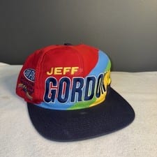 Vintage 1990s Jeff Gordon #24 DuPont Rainbow Racing Snapback Hat. NASCAR