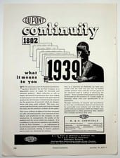 DuPont 1939 Original Print Advertisement 8x11 Black White Vintage