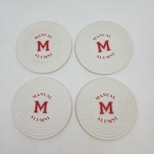 Vintage Set Of 4 Ceramic Clay DuPont Manual Alumni Coasters Pre-owned