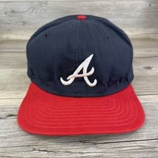 Vintage Atlanta Braves Hat Cap Snapback New Era Pro Wool Dupont MLB Red Blue USA