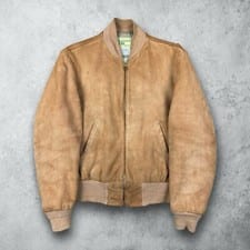 Vintage 50s Klimated Sportswear DuPont Quilon Jacket Suede Leather Lined Bomber