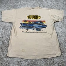 Vintage 80s Jerzees T Shirt Mens XL (fits L) Beige DuPont Russell Single Stitch