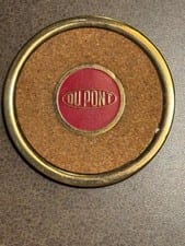 VINTAGE DUPONT Gold And Cork Coaster