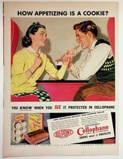 DuPont Cellophane Vintage 1950s Magazine Ad Cookie Packaging Food