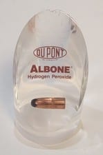 Vintage Dupont Albone Hydrogen Peroxide Bullet Paperweight