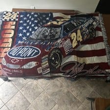 Vintage Jeff Gordon #24 DuPont Flames NASCAR Woven Tapestry Throw 48”x 60”